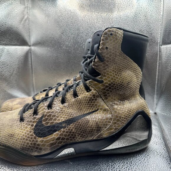 Size 13 Nike Kobe 9 EXT QS High Snakeskin Tan Black‎ Mens Sneakers 716616-001 - Picture 3 of 12